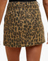 Camel Leopard Print Denim Mini Skirt