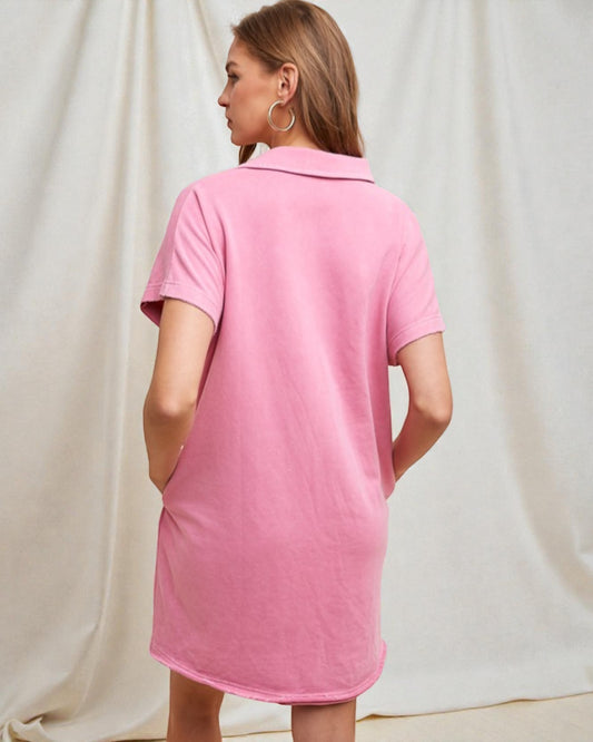 Blush Collared Pocket Mini Dress