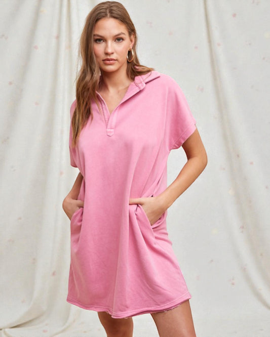 Blush Collared Pocket Mini Dress