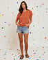 Terracotta Short Sleeve Knit Sweater