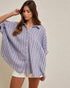 Dusty Blue Striped Half Sleeve Shirt