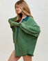 Dark Green Waffle Knit Mineral Washed Shirt