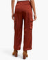 Burgundy Satin Wide-Leg Cargo Pants
