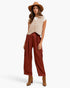 Burgundy Satin Wide-Leg Cargo Pants