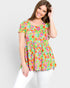 Lime Floral Tiered Babydoll Top