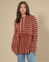 Rust Stripe Hooded Peplum Top