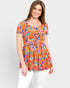 Orange Floral Tiered Babydoll Top