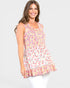 Peach & White Mixed Floral Sleeveless Babydoll Top