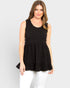 Black Textured Sleeveless Babydoll Top