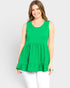 Green Textured Sleeveless Babydoll Top
