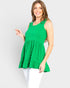 Green Textured Sleeveless Babydoll Top