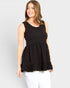 Black Textured Sleeveless Babydoll Top