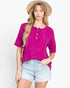Haut texturé en jacquard animalier en violet foncé