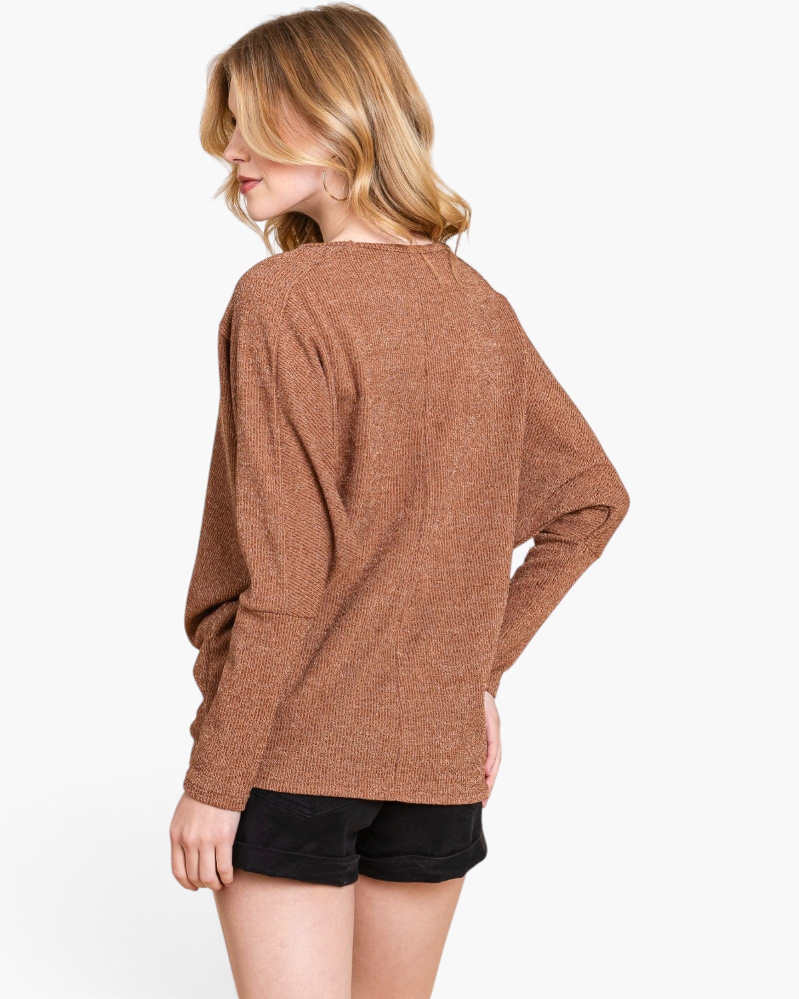 Camel Dolman Sleeve Knit Top