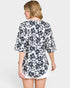 Black Floral Button Front Top