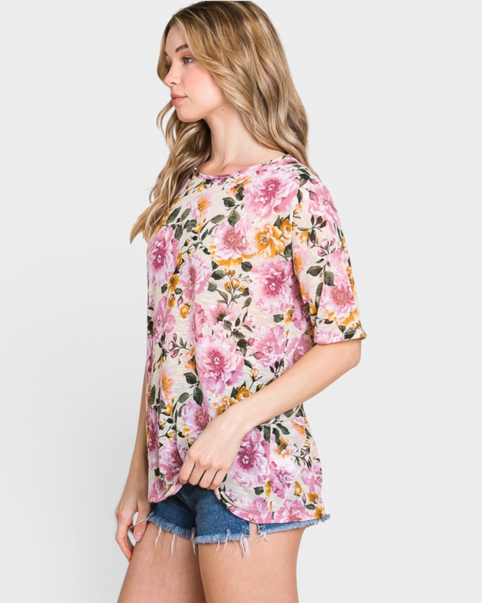 Sand Floral Everyday Top