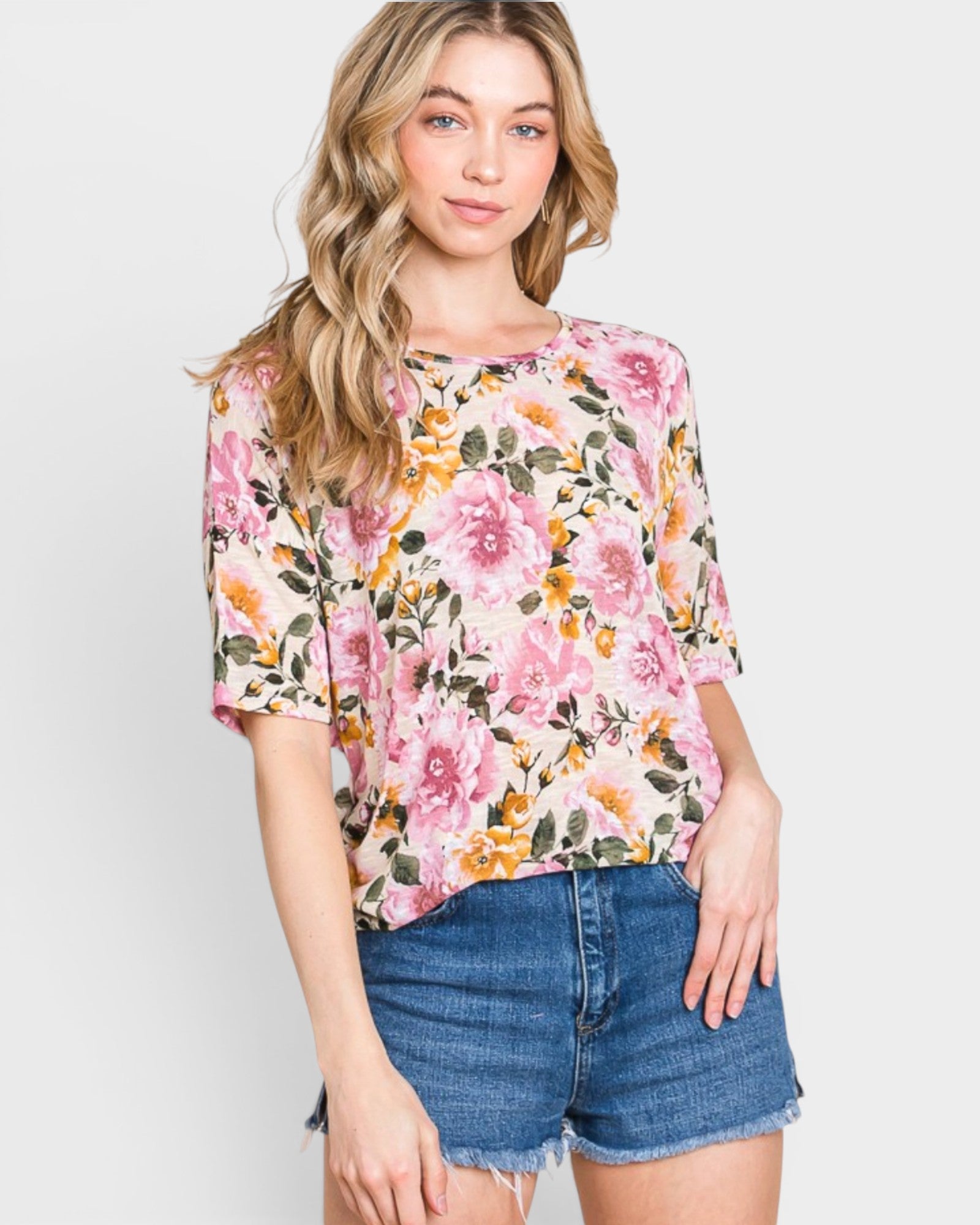 Sand Floral Everyday Top
