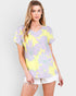 T-shirt à manches courtes à imprimé floral en jaune lilas