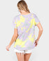 T-shirt à manches courtes à imprimé floral en jaune lilas
