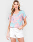 Camiseta de manga corta con estampado floral en color rosa agua