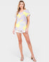 T-shirt à manches courtes à imprimé floral en jaune lilas