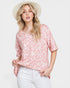 Blush & White Leopard Print Short Sleeve Top
