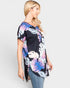Camiseta túnica de manga corta con estampado tropical en color negro