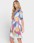 Multicolor Geometric V-Neck Mini Dress