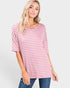 Mauve Striped Oversized Tee