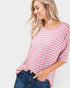 Mauve Striped Oversized Tee
