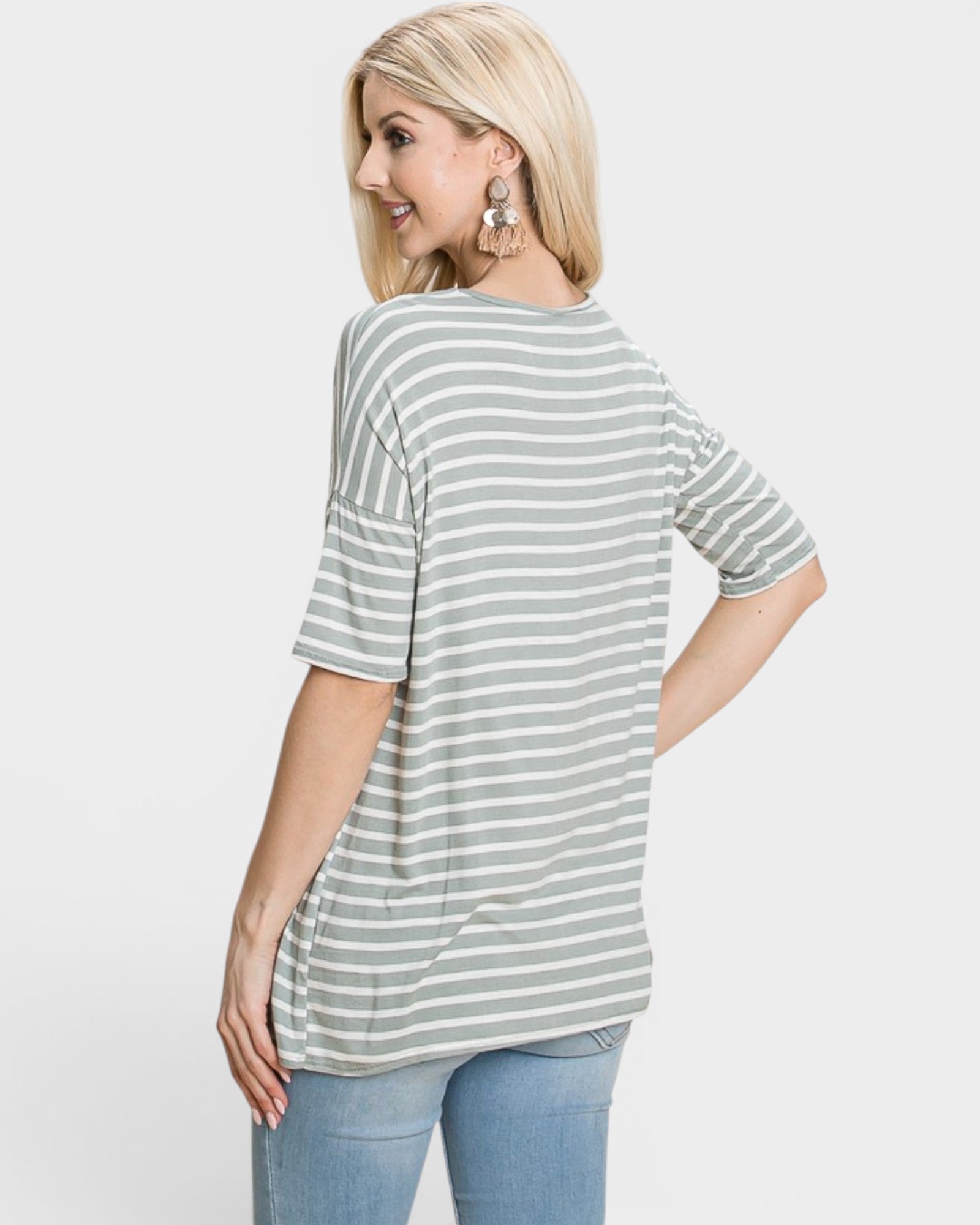 Sage Striped Oversized Tee