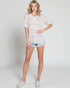 Pastel Stripe V-Neck Short Sleeve Top