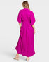 Vestido largo cruzado con bolsillos en color magenta