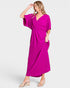 Vestido largo cruzado con bolsillos en color magenta
