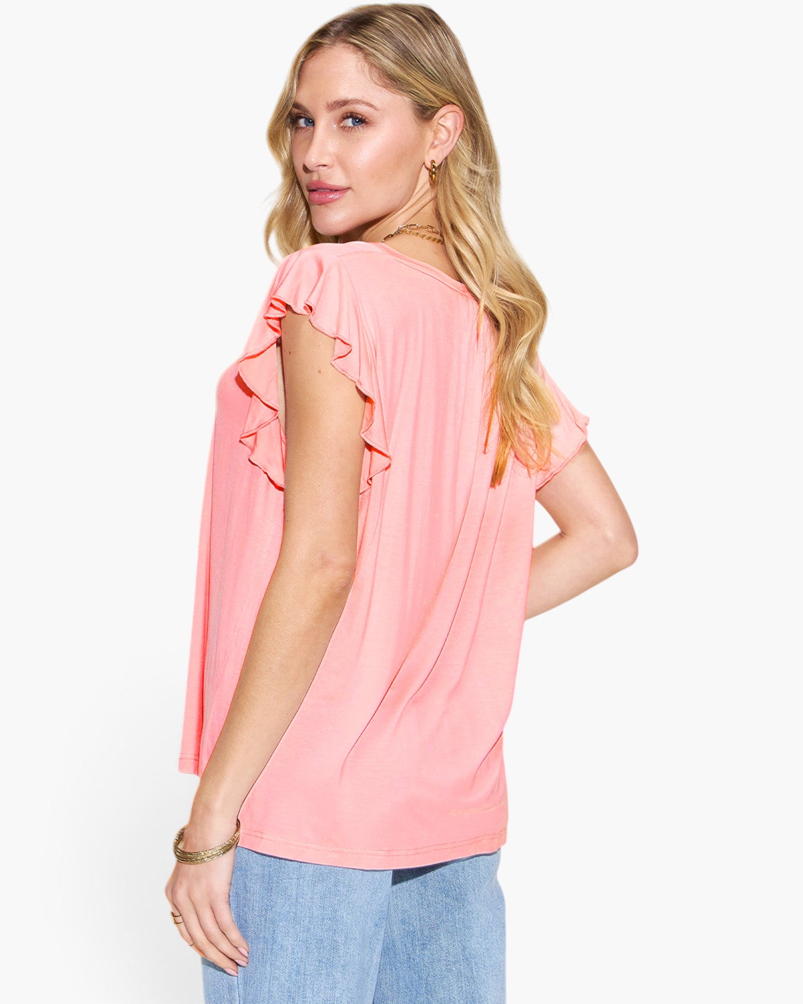 T-shirt à manches courtes à volants