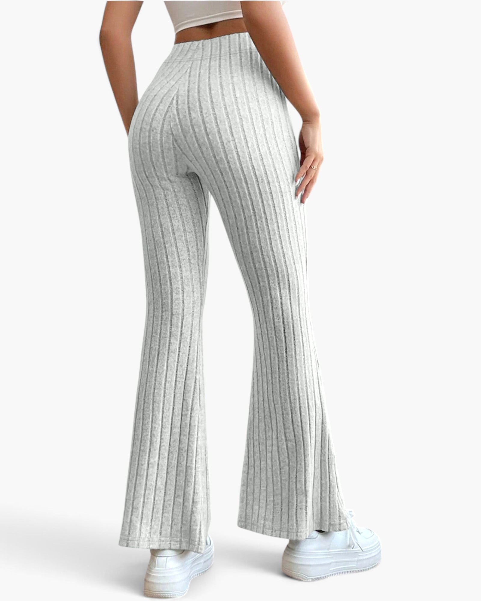 Ribbed High-Waist Flare Pants