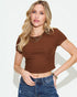 Ribbed Short Sleeve Crop Tee