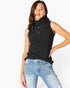 Ribbed Sleeveless Turtleneck Top