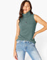 Ribbed Sleeveless Turtleneck Top