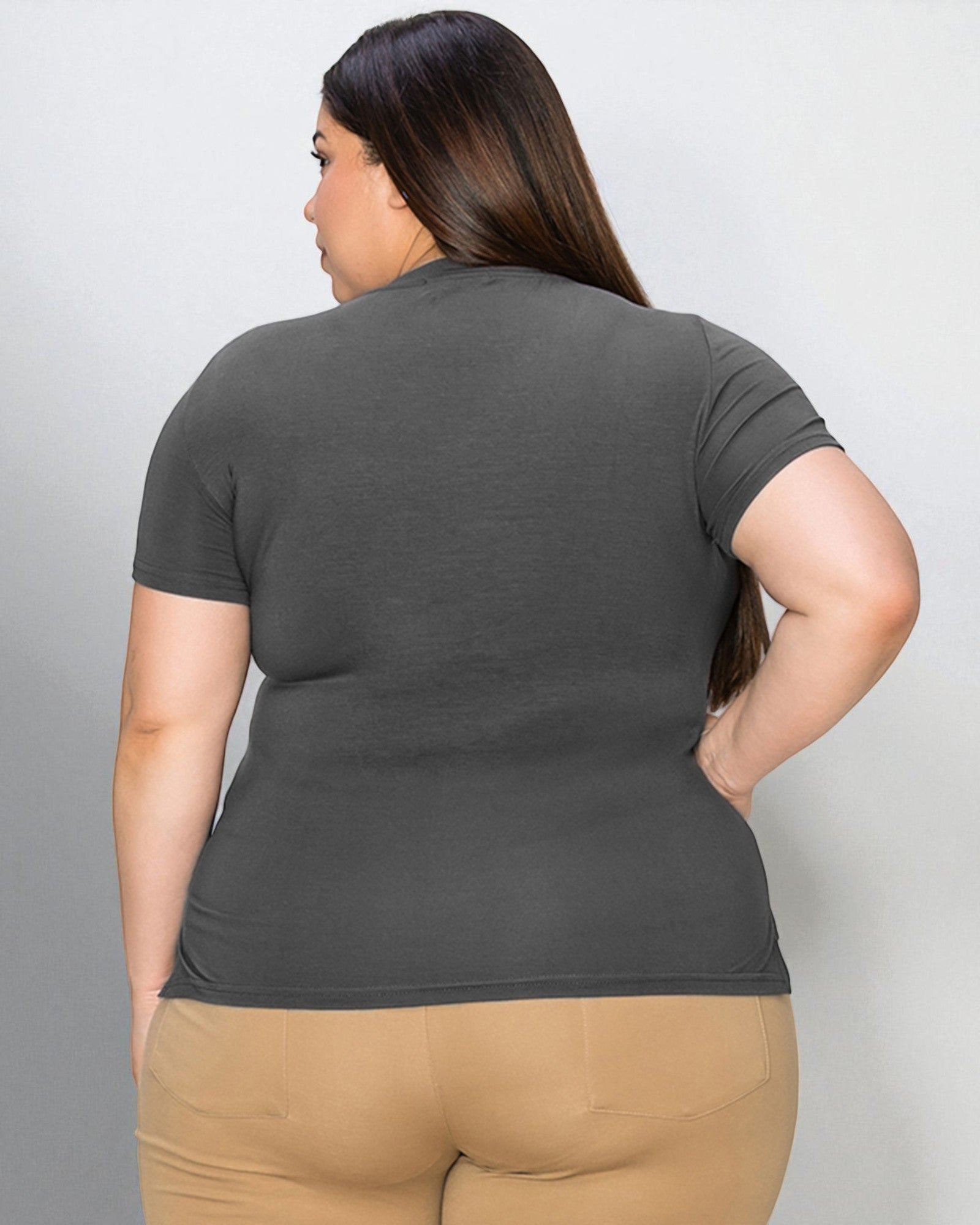 T-shirt haut-bas à col en V