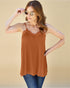 Camisola con cuello en V y ribete de encaje