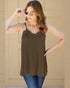 Camisola con cuello en V y ribete de encaje