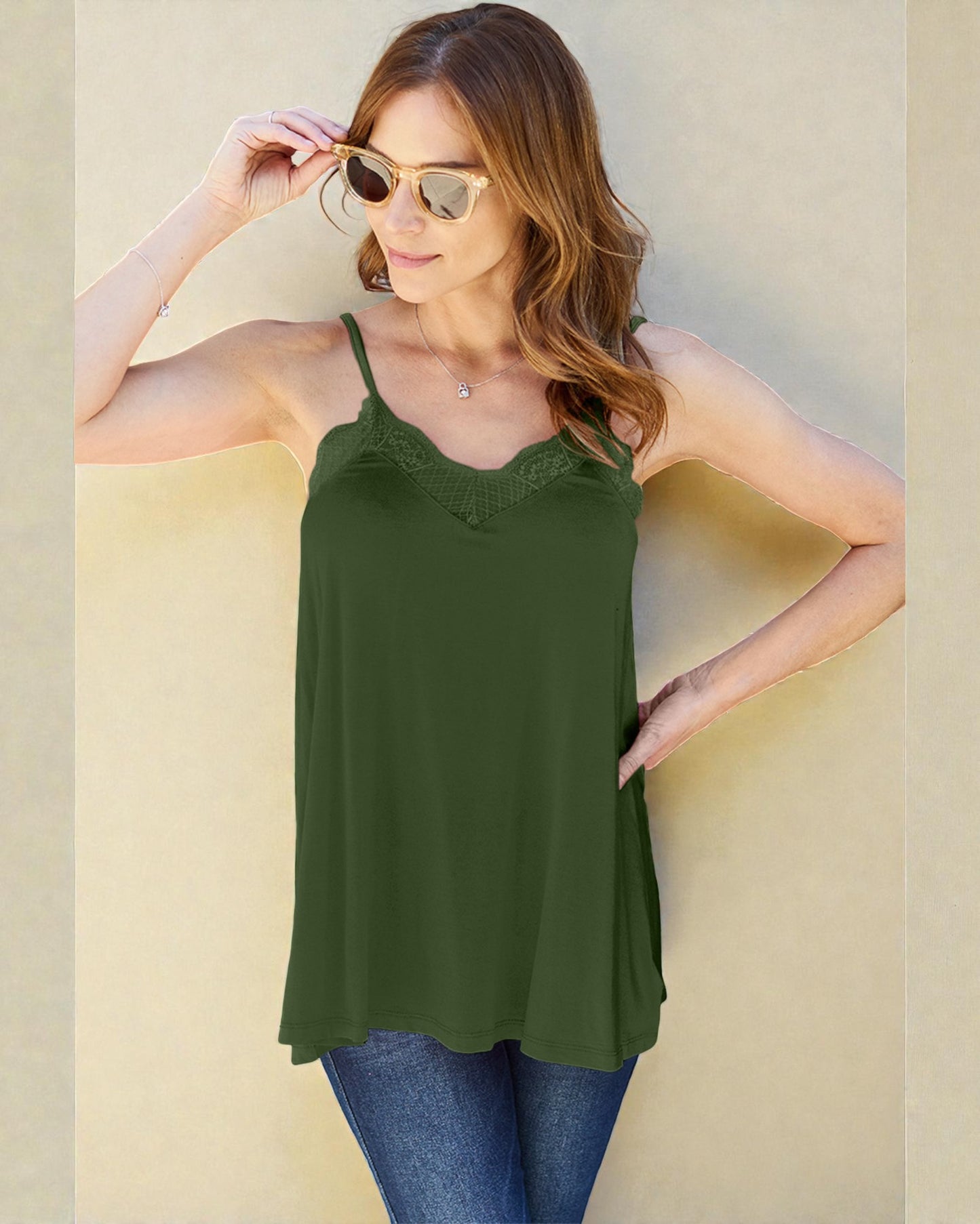 Lace Trim V-Neck Cami