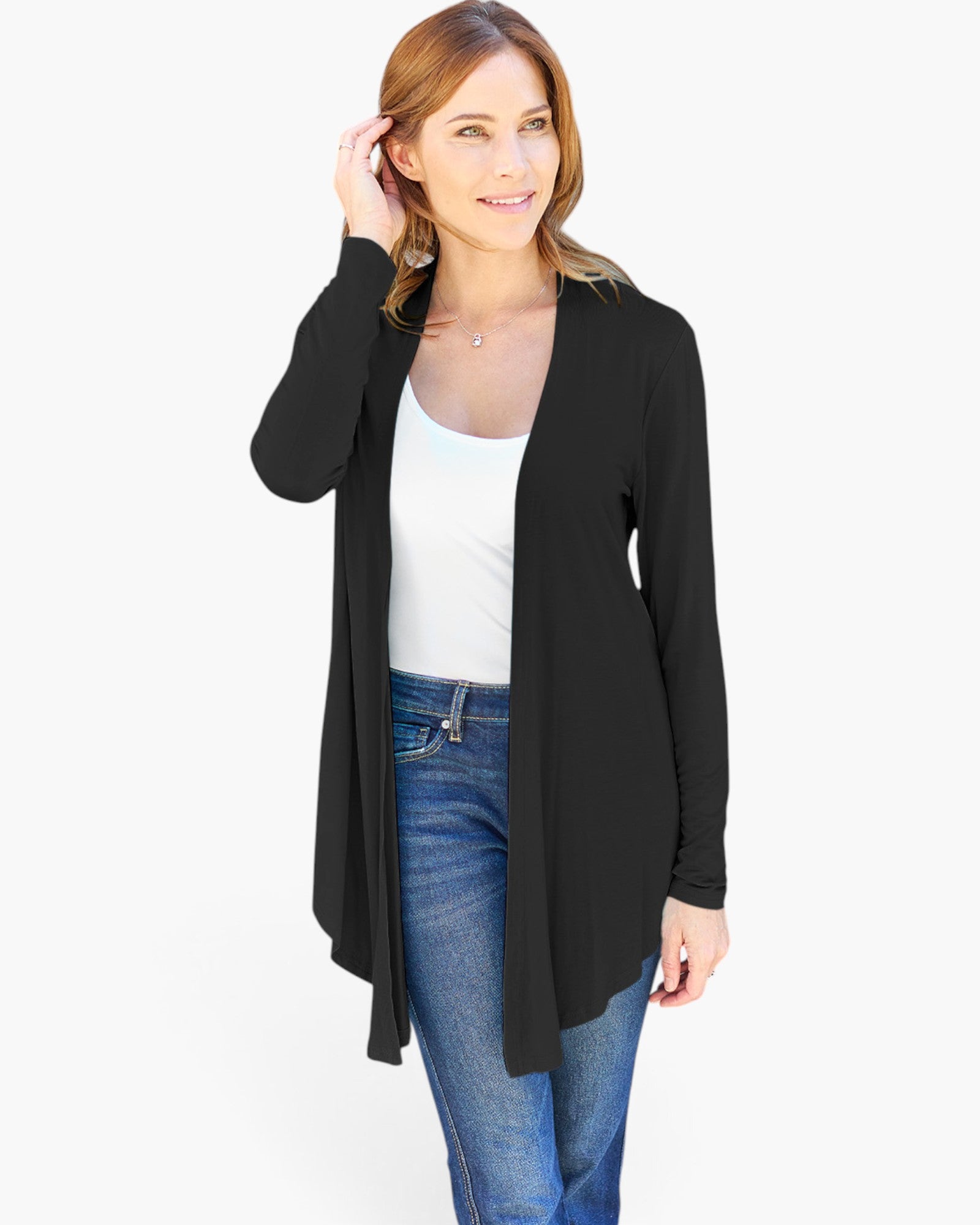 Long-Sleeve Open-Front Cardigan