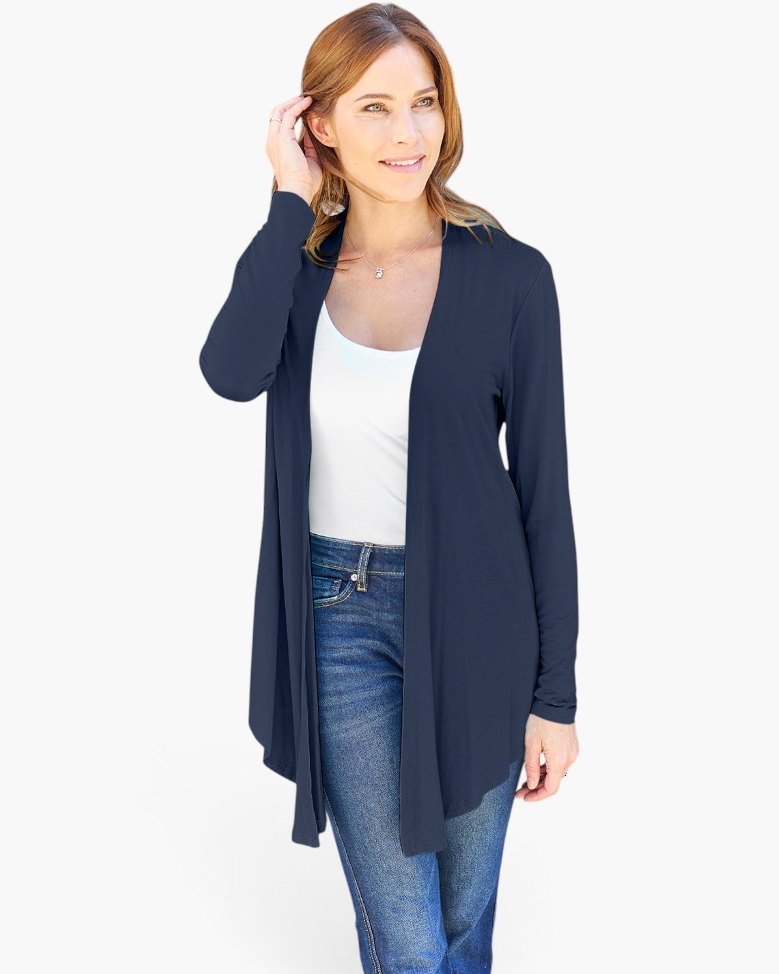 Long-Sleeve Open-Front Cardigan