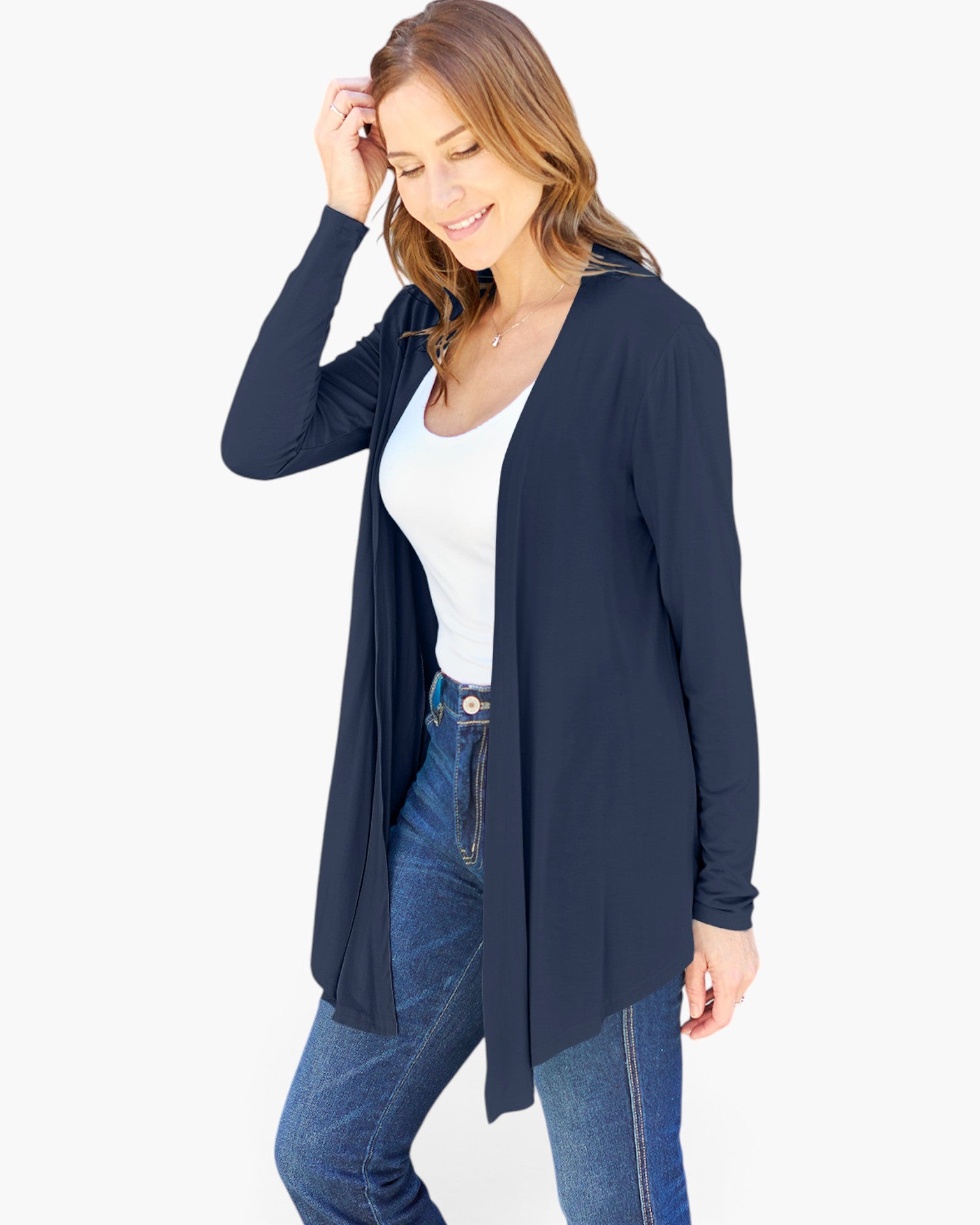 Long-Sleeve Open-Front Cardigan