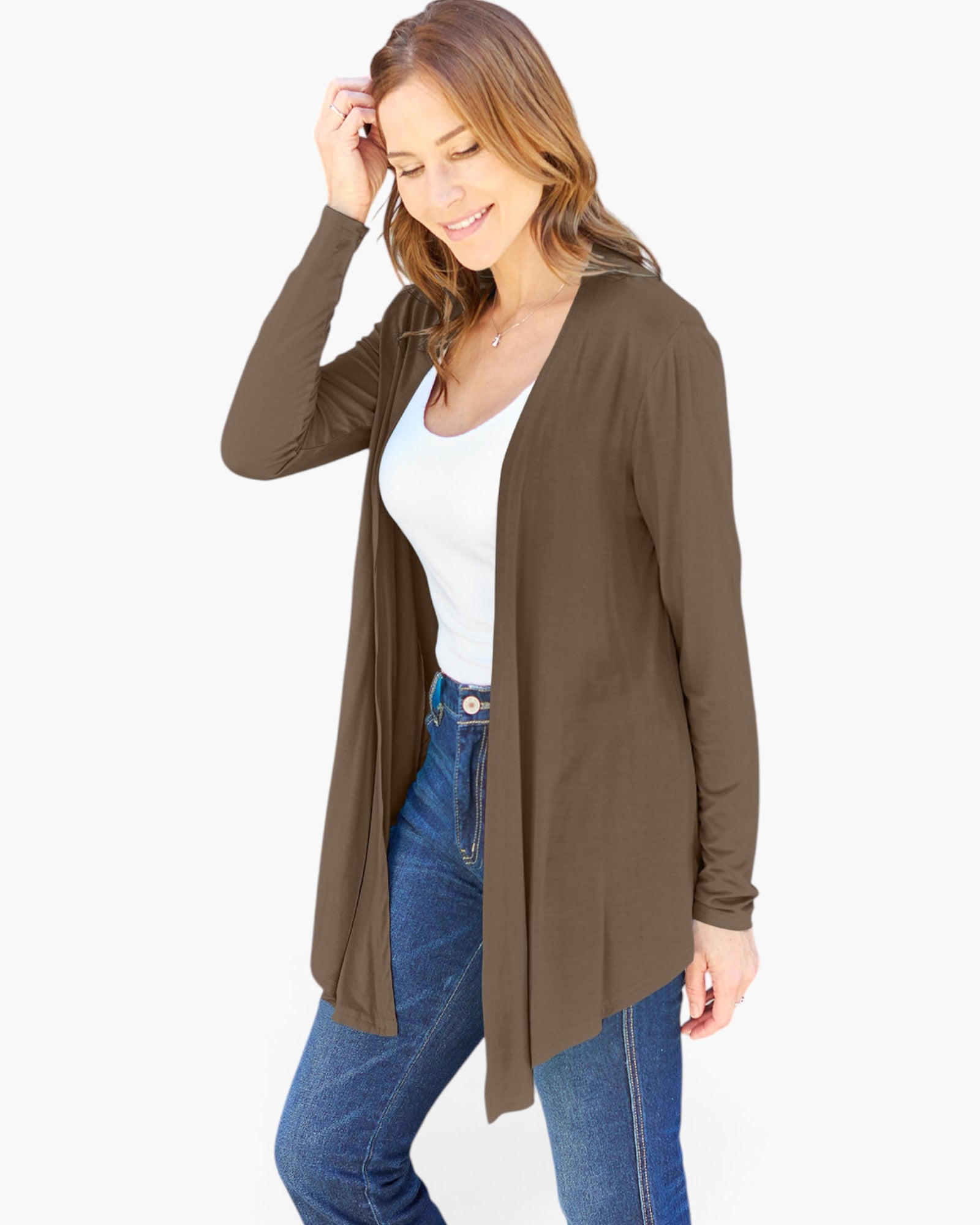Long-Sleeve Open-Front Cardigan
