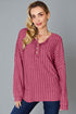 Ribbed Knit Button Henley Top