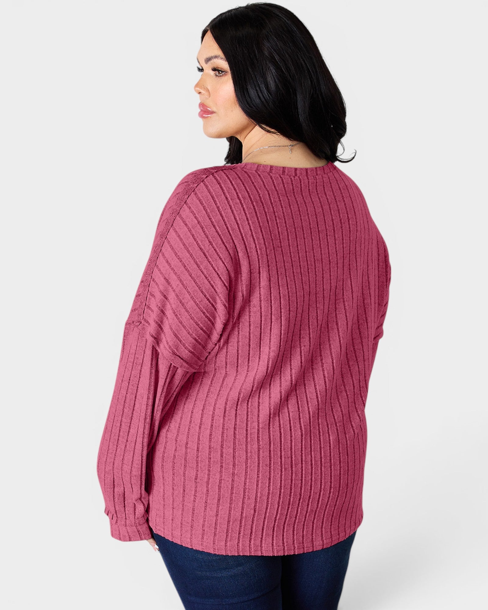 Camiseta de manga larga con medio botón de canalé
