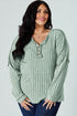 Ribbed Knit Button Henley Top
